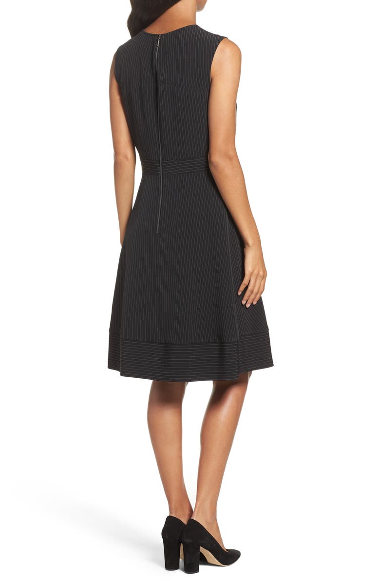 Tahari Pinstripe Fit & Flare Dress, Alternate, color,