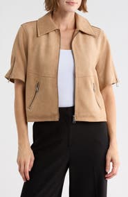 JASON WU Faux Suede Short Sleeve Jacket