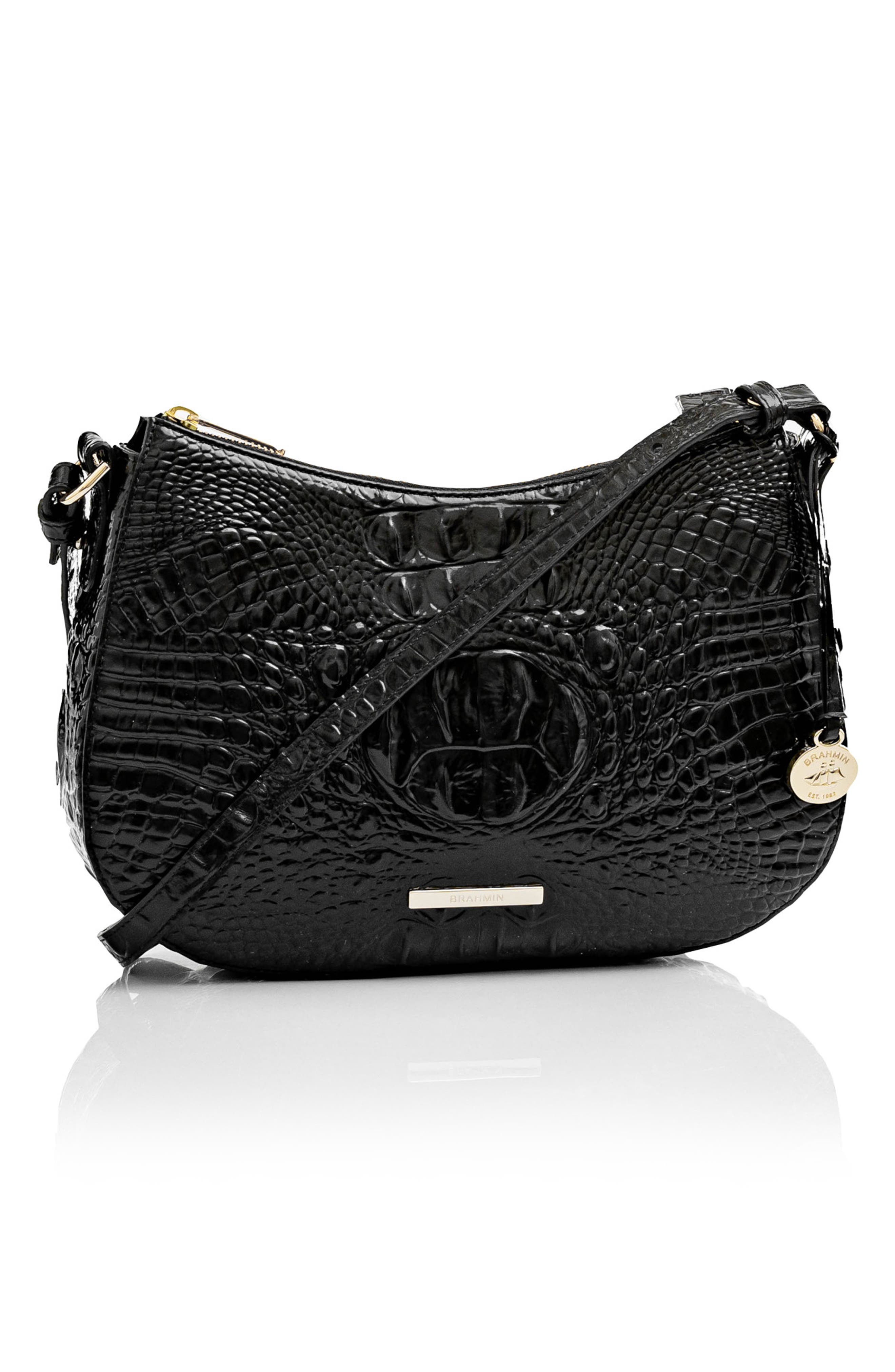 Brahmin Shayna Croc Embossed Leather Crossbody Bag, Alternate, color, 