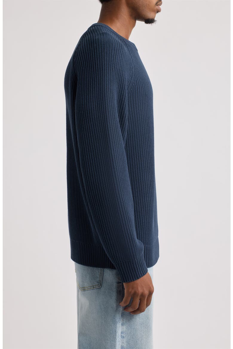 Washed Cotton Rib Crewneck Sweater, Alternate, color, NAVY