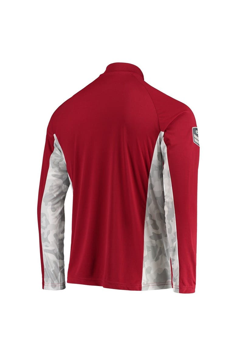 Men's Colosseum Crimson Oklahoma Sooners OHT Military Appreciation Snow Cruise Raglan 1/4-Zip Jacket, Alternate, color, Crimson