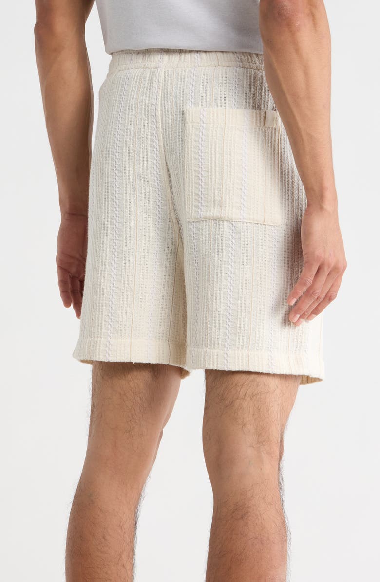 DENIM AND FLOWER Textured Vertical Stripe Shorts, Alternate, color, Cream