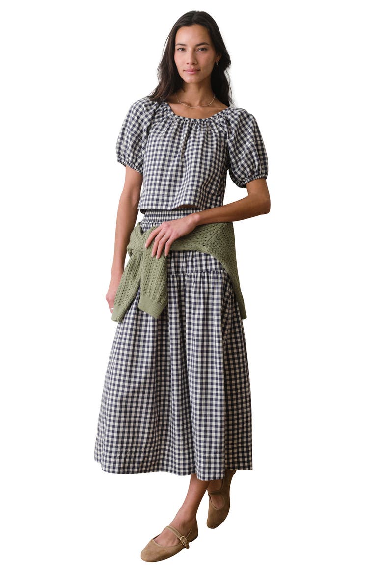 Gia Poplin Top, Alternate, color, NAVY GINGHAM
