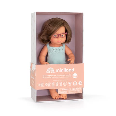 Baby Doll Caucasian Girl With Down Syndrome With Glasses 15''