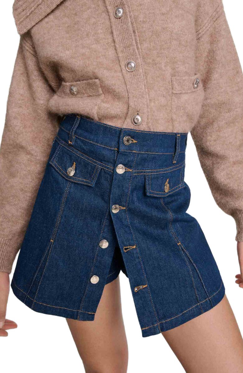 maje Denim skort, Alternate, color, 