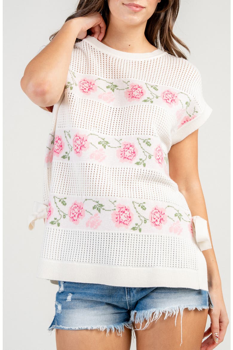 Rose Mohair Intarsia Sweater, Alternate, color, OFF WHITE