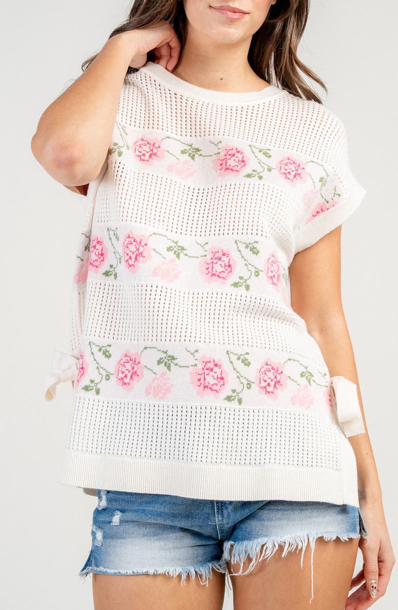 Beivy Rose Mohair Intarsia Sweater, Alternate, color, Off White