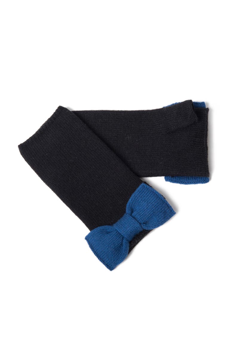 Portolano Fingerless gloves with bow, Main, color, Black/Happy Blue