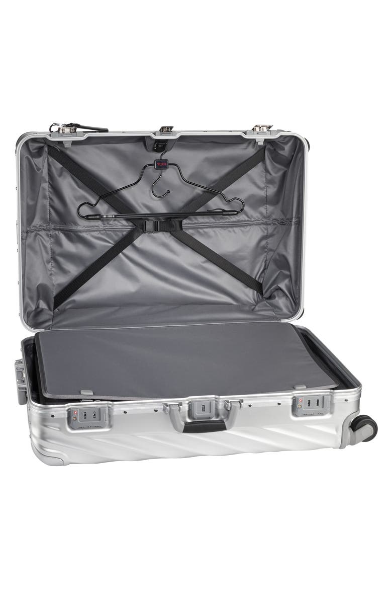 19 Degree Aluminum Large Checked Luggage, Alternate, color, SILVER
