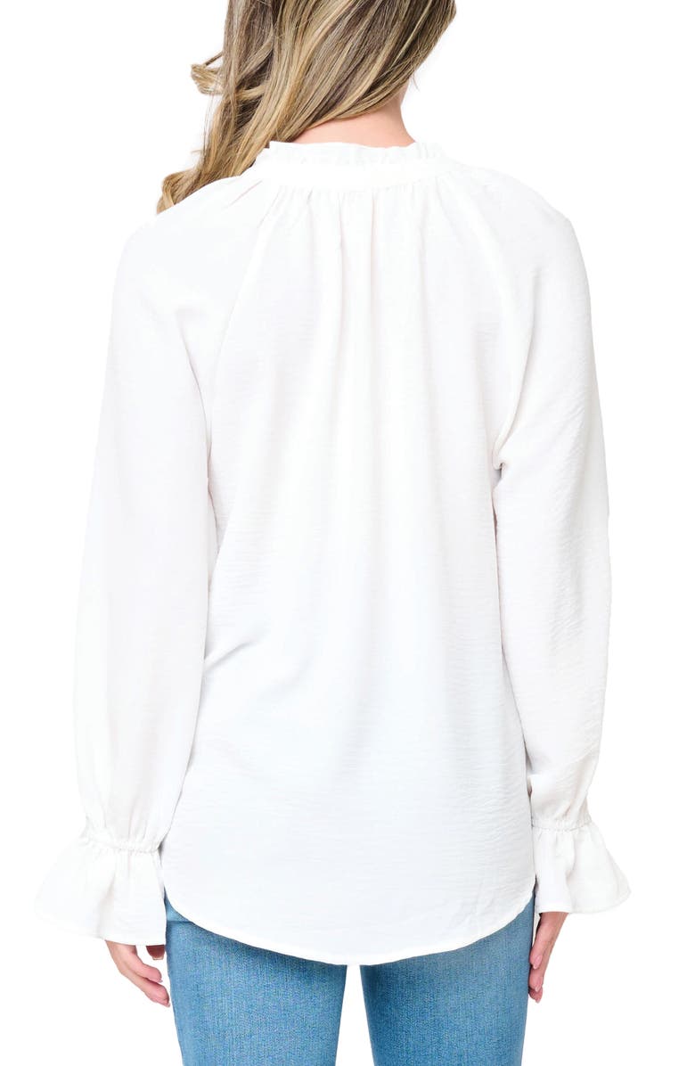 GIBSONLOOK Chloe Boho Ruffle Button-Up Shirt, Alternate, color, White