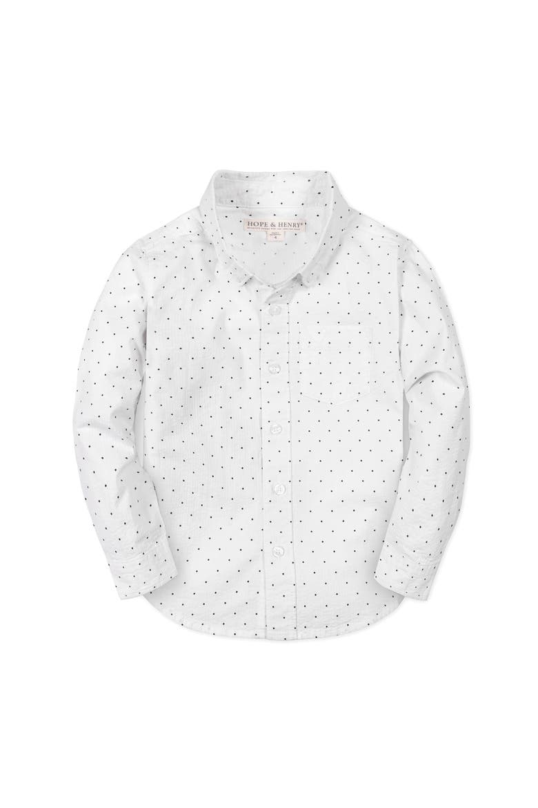 Kids' Organic Long Sleeve Seersucker Shirt, Main, color, Delft Dot Seersucker