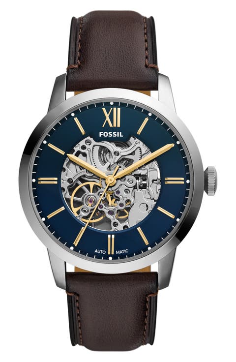 Townsman Automatic Leather Strap Watch, 44mm