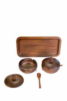 Acacia Wooden Spice Jar Set