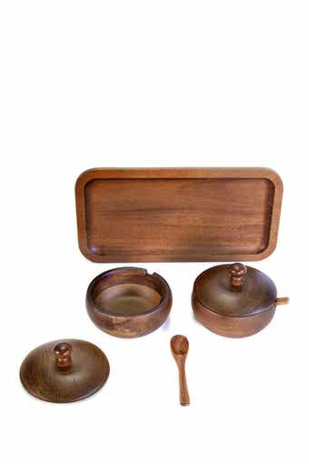 Acacia Wooden Spice Jar Set
