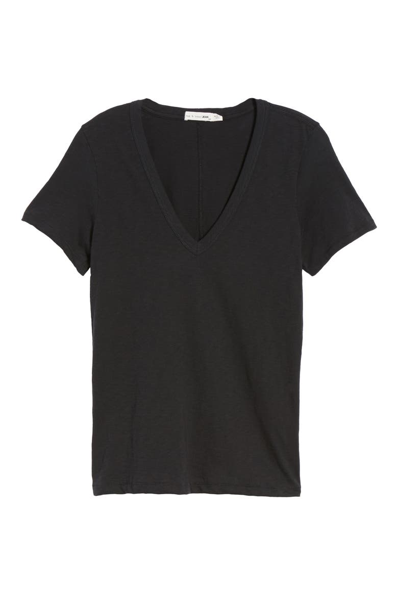 The Vee Slub Cotton T-Shirt, Alternate, color, BLK
