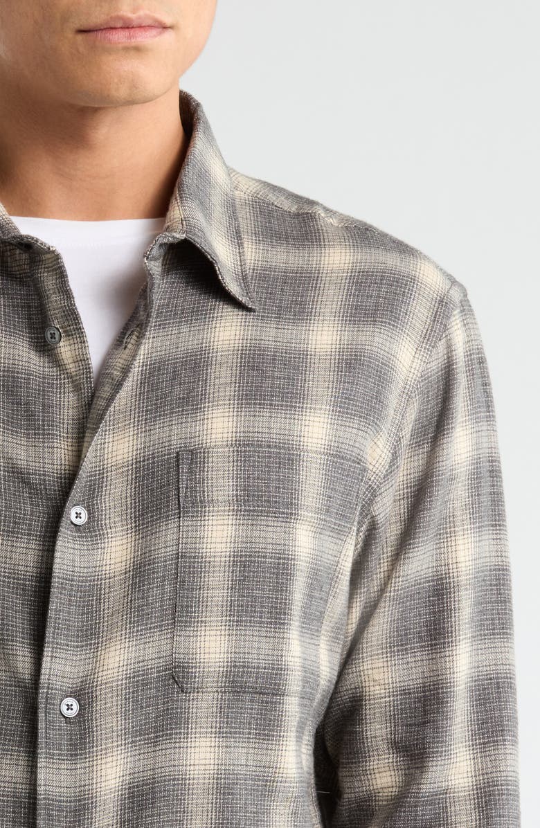 FRAME Straight Hem Plaid Button-Up Shirt, Alternate, color, Grey Plaid