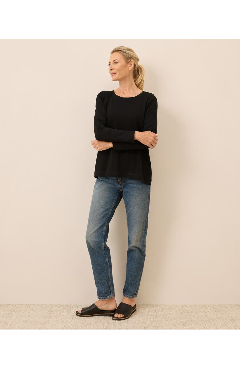 Pact Luxe Stretch Jersey Swing Long Sleeve Tee, Alternate, color, Black