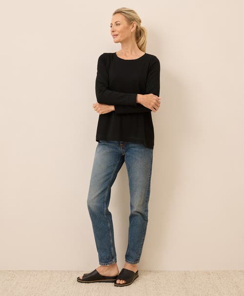 Pact Luxe Stretch Jersey Swing Long Sleeve Tee In Black