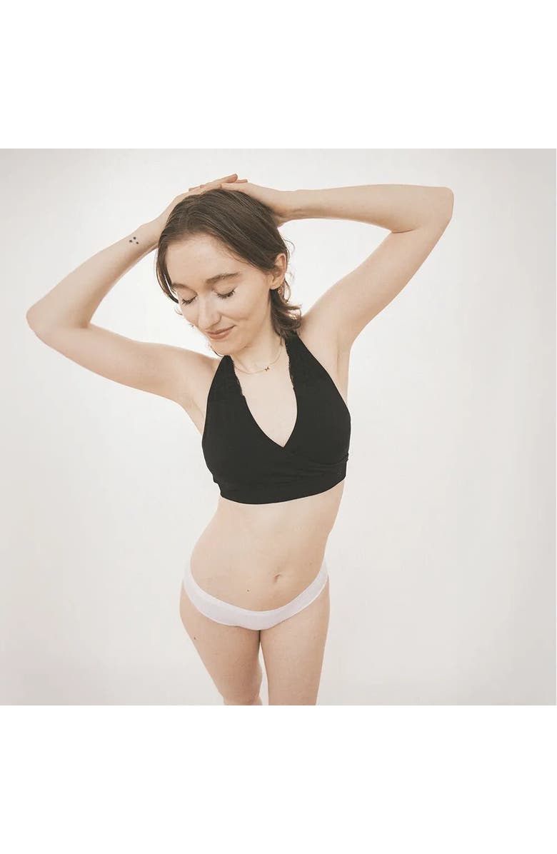 BRABAR Hug Lace Halter B-Tween T-Strap Sports Bralette, Alternate, color, Black