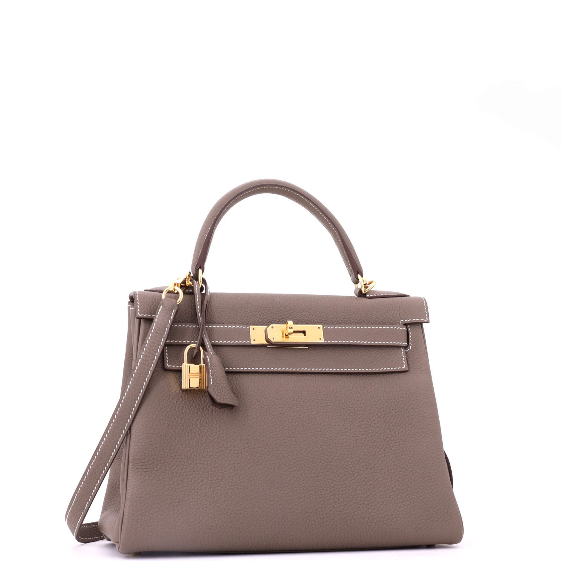 Pre-Owned Hermes Kelly Handbag Grey Togo with Gold Hardware 28, Alternate, color, Etoupe