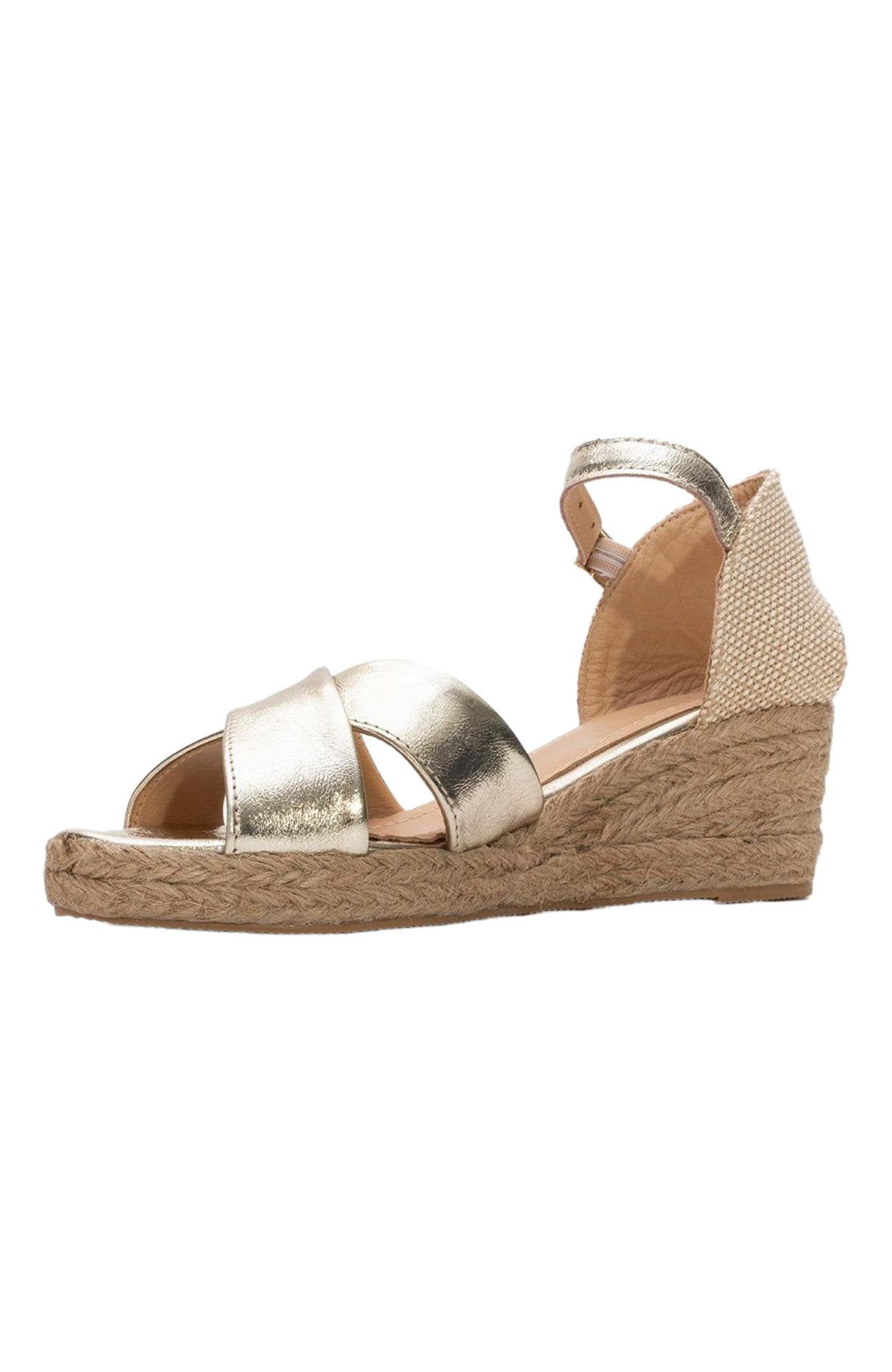 Forever 
Always Shoes Miria Leather Platform Espadrille, Alternate, color, Gold Leather