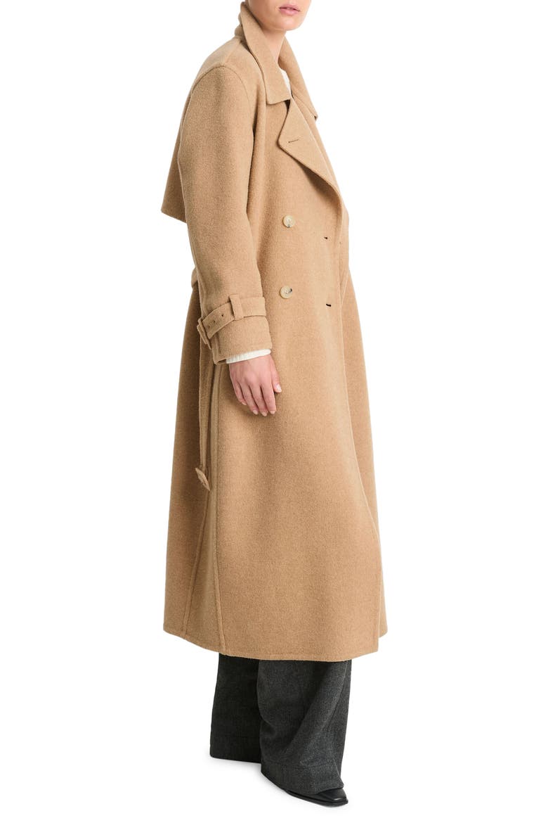 Double Breasted Wool Blend Belted Coat, Alternate, color, CAMEL