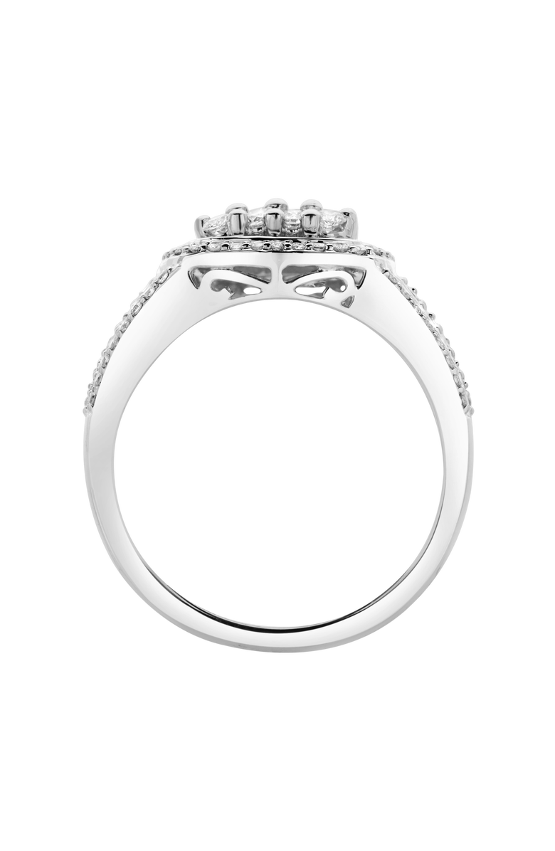 LuvMyJewelry Amelia 14K Gold Round Diamond Studded Signet Ring - 1.02, Alternate, color, 14K White Gold