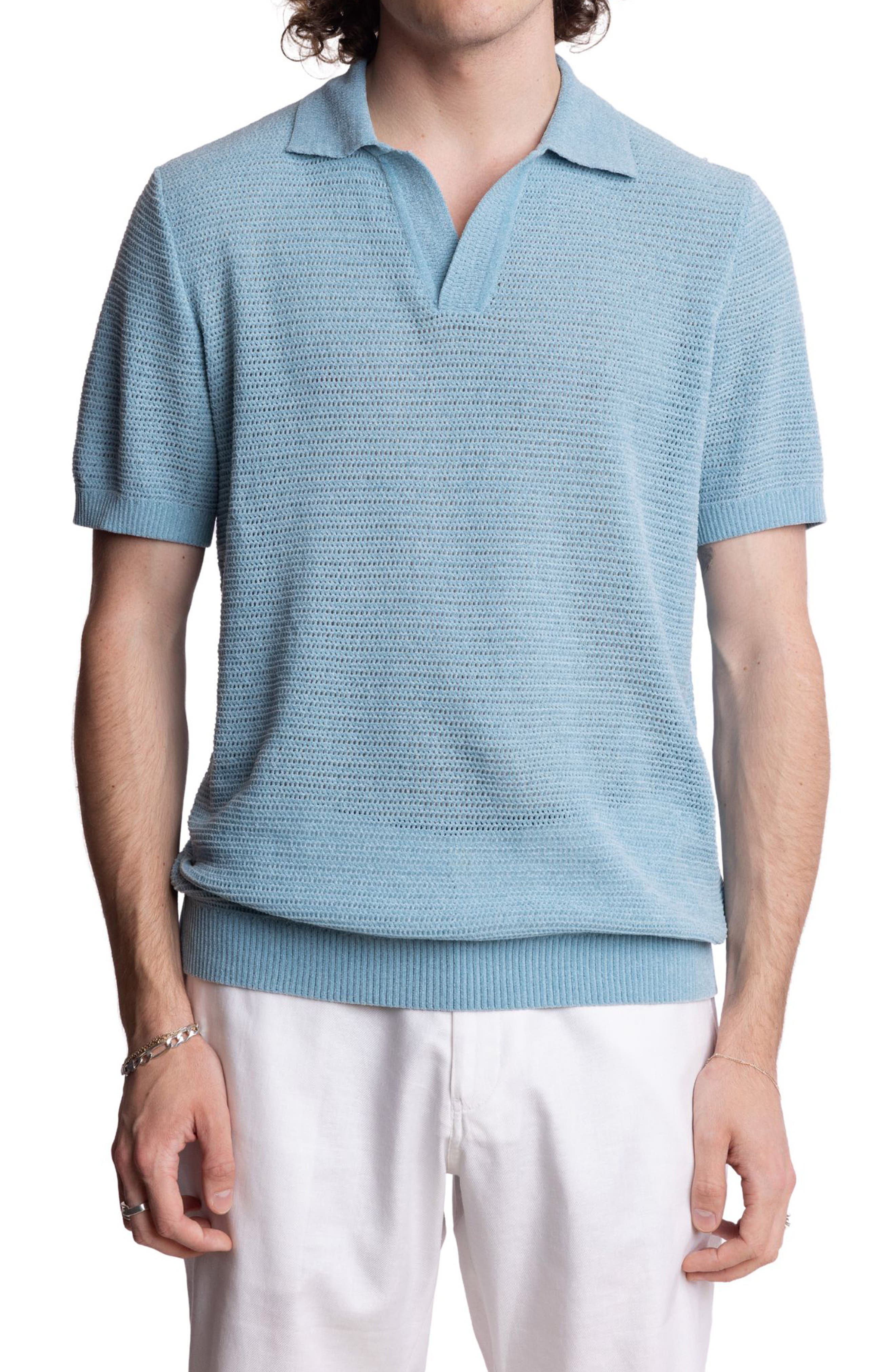 PAISLEY & GRAY Open Knit Johnny Collar Polo