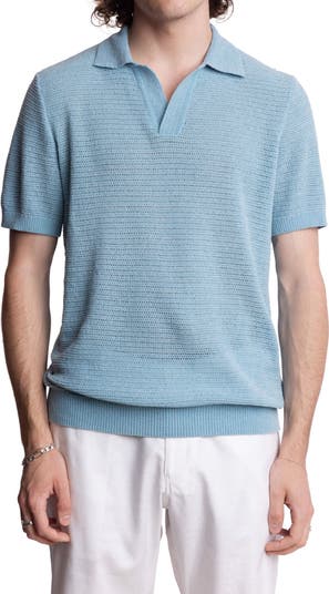 Open Knit Johnny Collar Polo