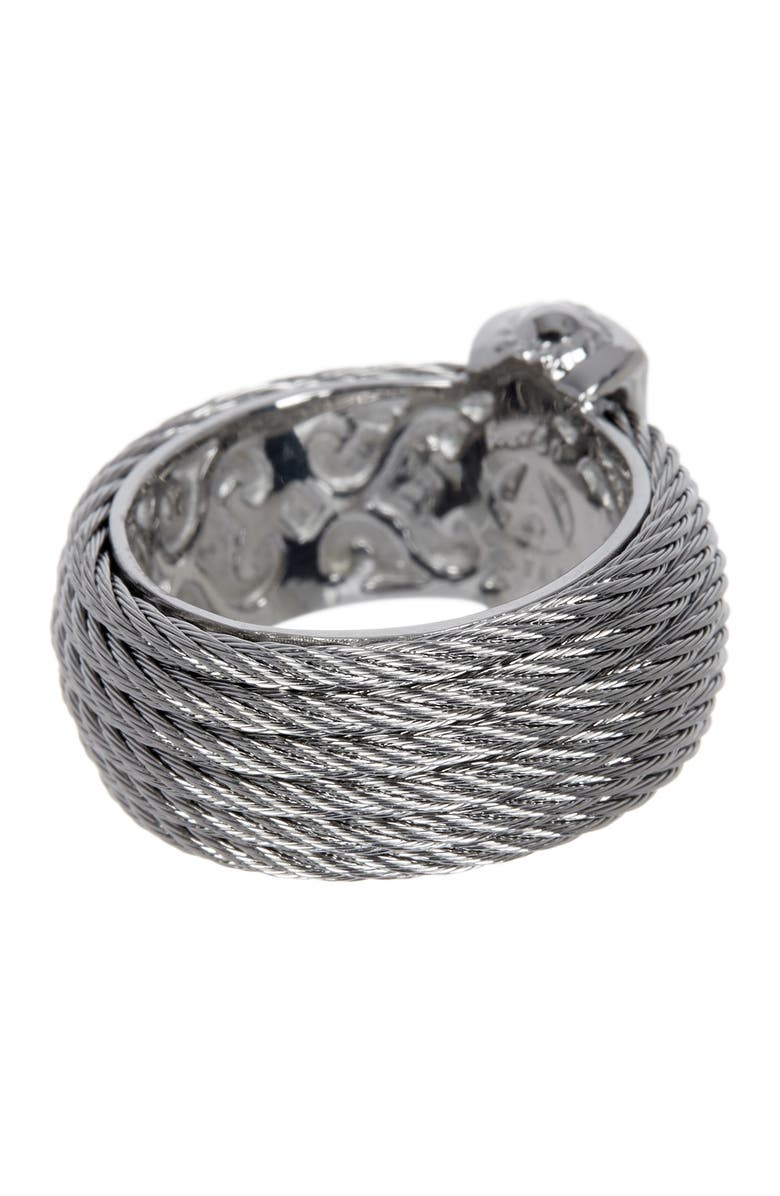 ALOR<sup>®</sup> 18K White Gold, Stainless Steel & Gray CBL Diamond Bar Ring - 0.12 ctw, Alternate, color,