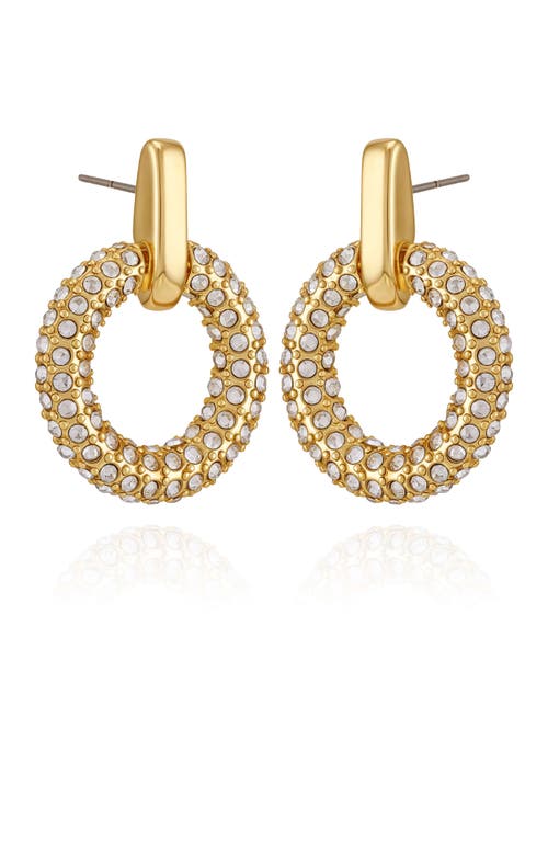 Vince Camuto Gold Tone Pave Crystal Hoop Drop Earrings In Gold