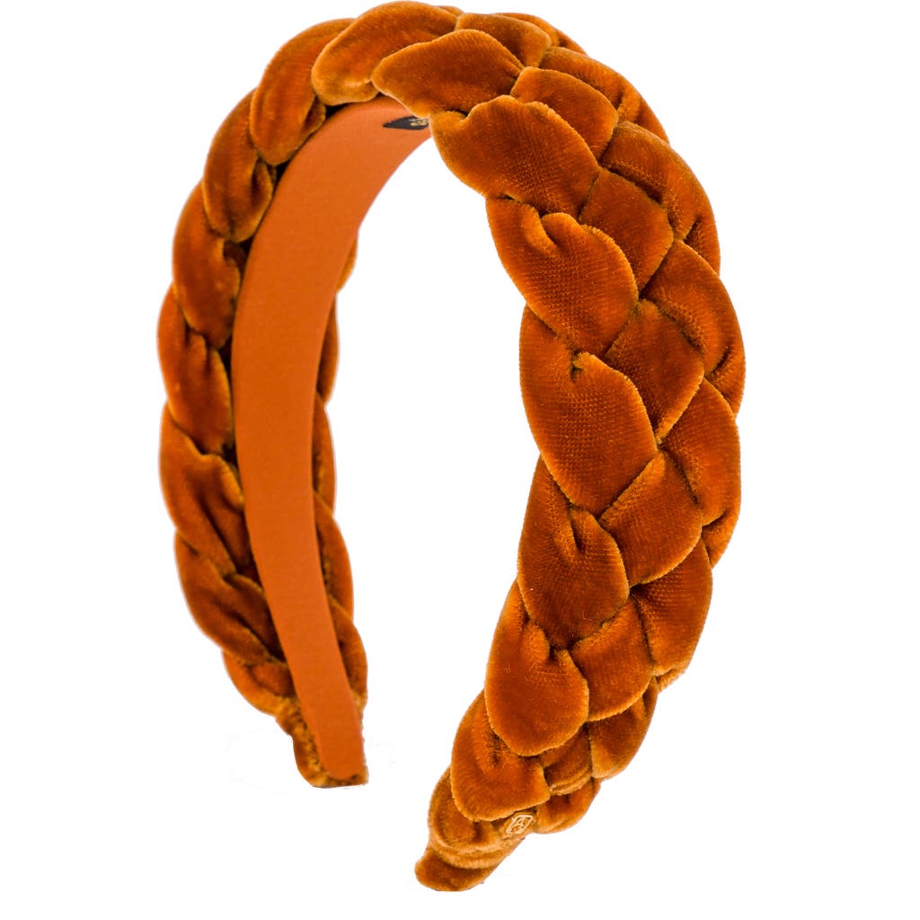 Alexandre De Paris Nocturne Braided Velvet Headband In Orange