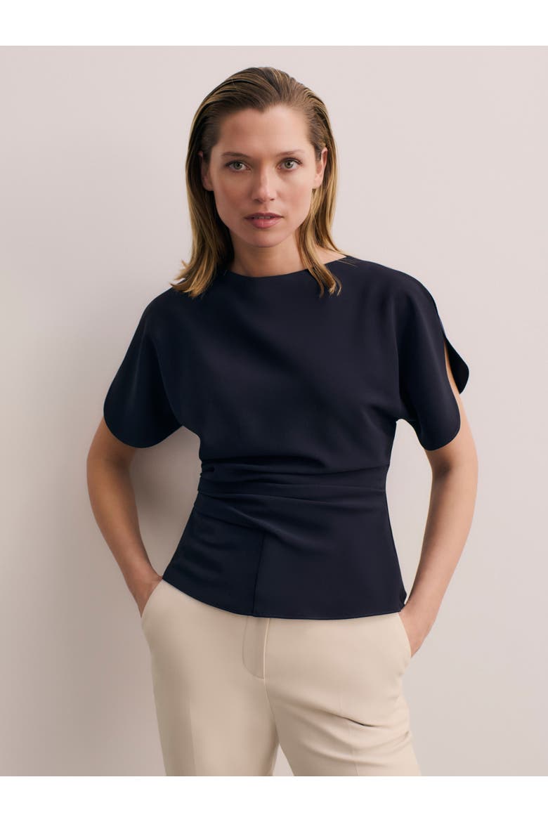 Salerno Clever Crepe Top, Main, color, Navy