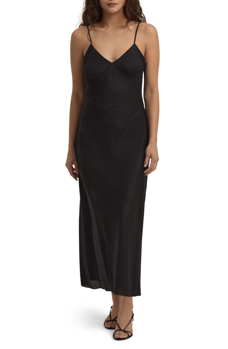 Favorite Daughter The Josette Linen Slipdress, Main, color, Black