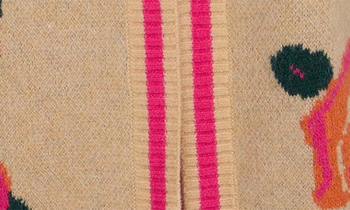 Saachi Rose Motif Cardigan In Brown
