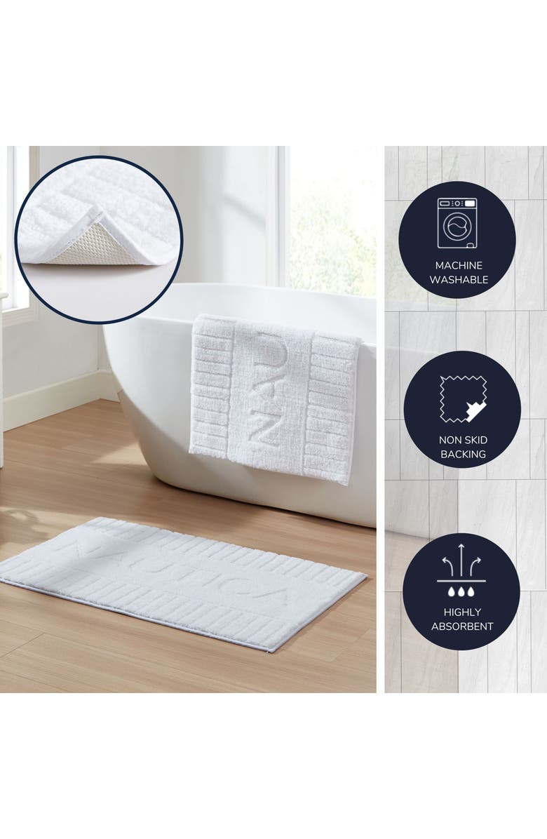 Nautica Logo Bath Rug, Alternate, color, White