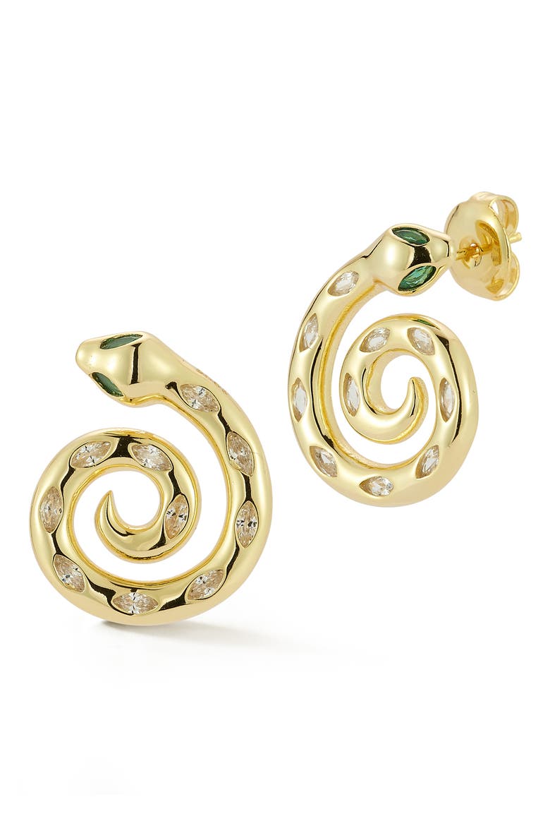 Swirl Snake Stud Earrings, Main, color, GOLD