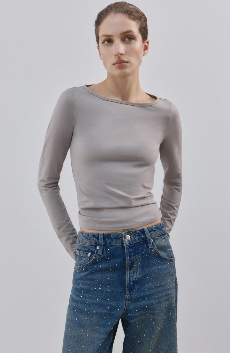 MANGO Rhinestone Wide Leg Jeans, Alternate, color, Medium Blue