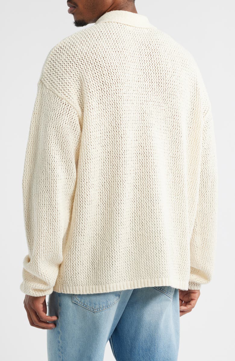 Topman Open Knit Cotton Button-Up Shirt, Alternate, color, 