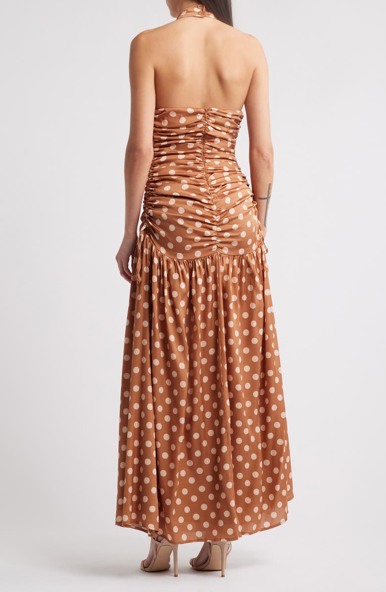 Sonya Moda Nawal Stretch Silk Maxi Dress, Alternate, color, Terracotta Polkadot