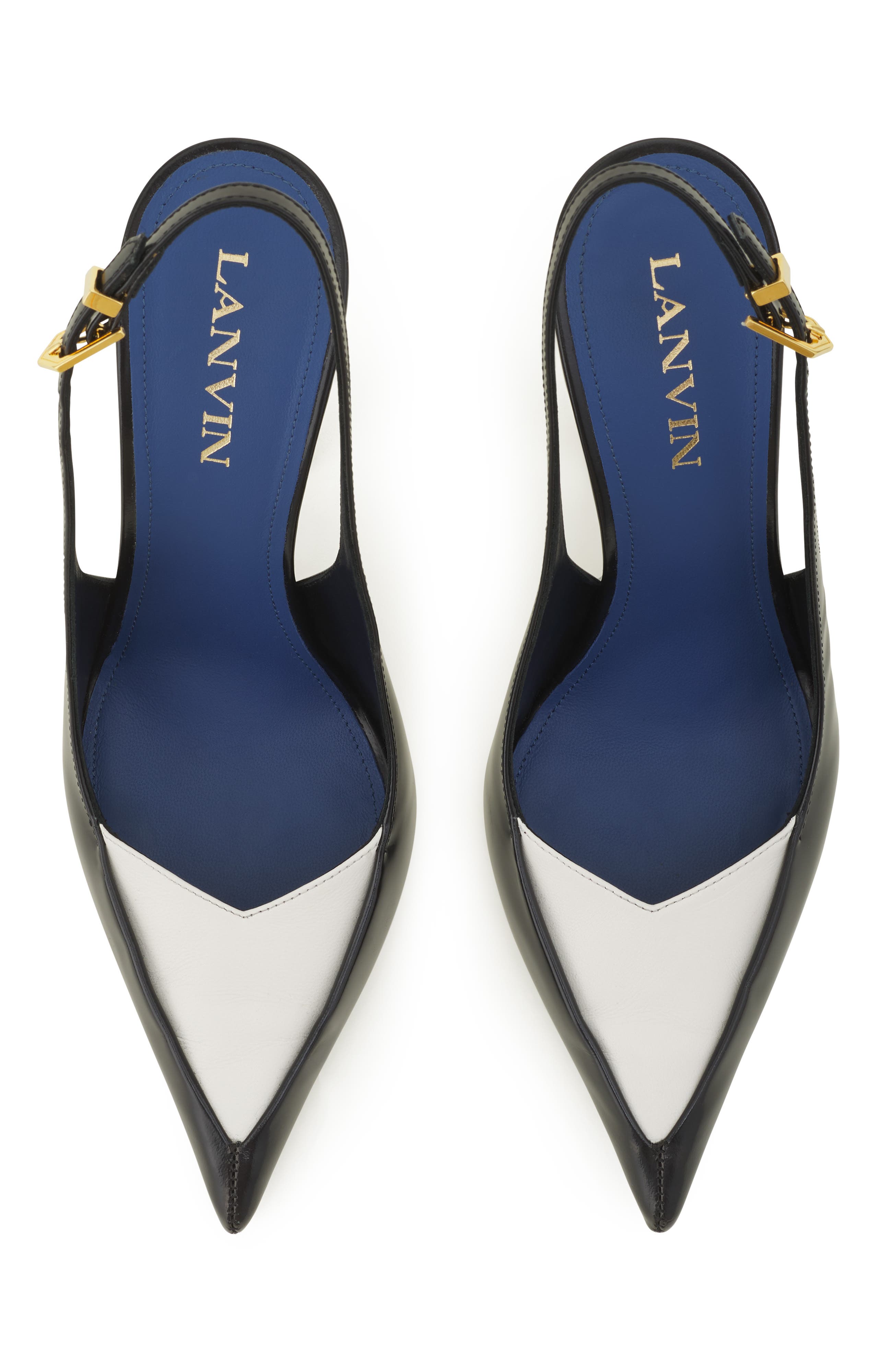 Serenade Slingback In Leather, Alternate, color, Black/White