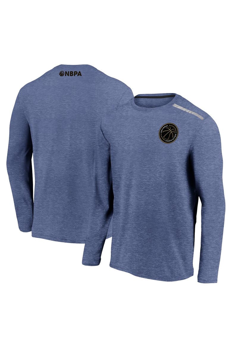 Men's Fanatics Branded Heathered Navy NBPA Behind the Arc Long Sleeve T-Shirt, Main, color, Heather Navy