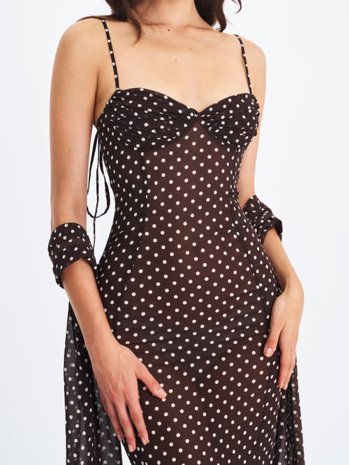 Miss Circle Yadira Polka Dot Chiffon Maxi Dress In Black