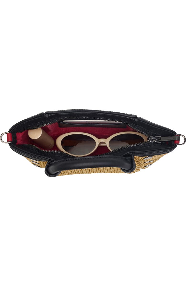 HAMMITT Mini Paul Leather Top Handle Bag, Alternate, color, Noir Smooth Raffia/ Gunmetal