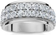 Bliss Diamond 2ct Men's Diamond Double Row Wedding Ring Polished Band In Or Gold