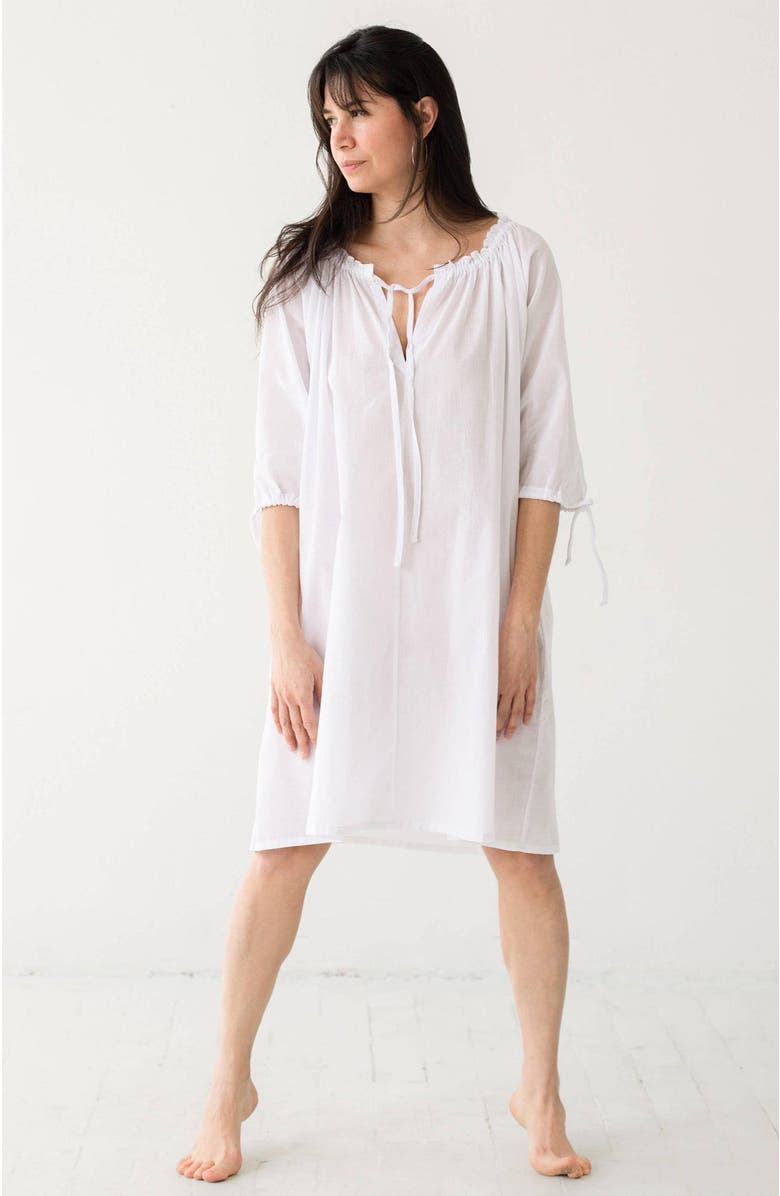SALUA Antoinette Off-Shoulder Cotton Tunic, Main, color, White