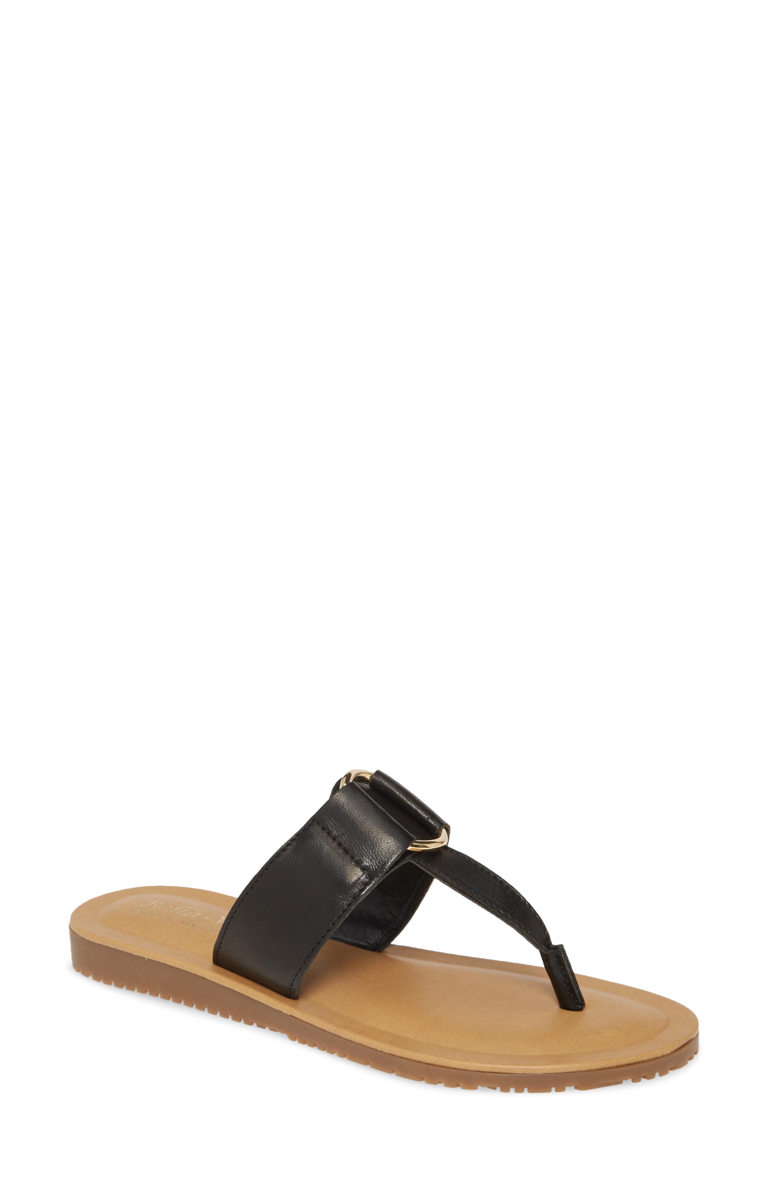 Italy Flip Flop, Main, color, BLACK NAPPA LEATHER