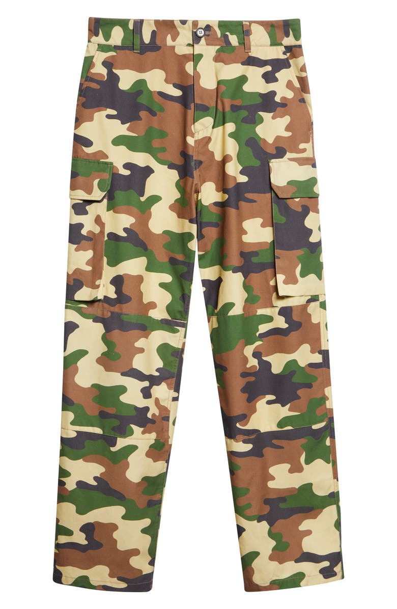 JW Anderson Camo Cotton Straight Leg Cargo Pants, Main, color, Brown/ Green