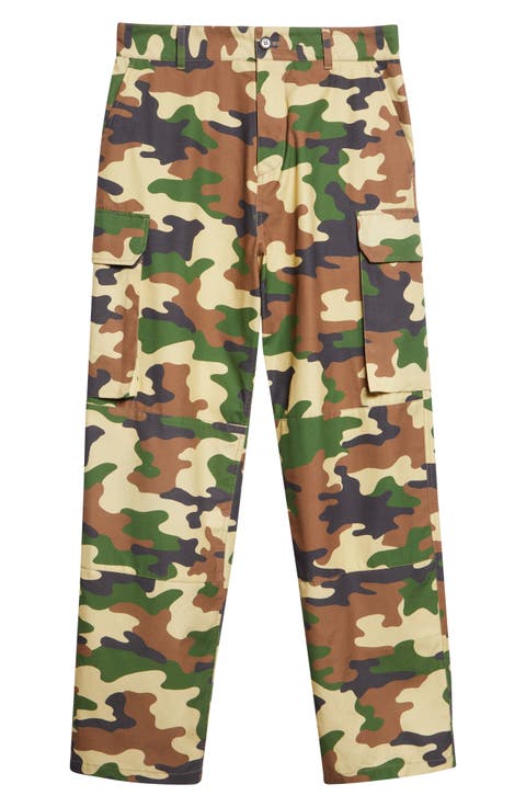 Camo Cotton Straight Leg Cargo Pants