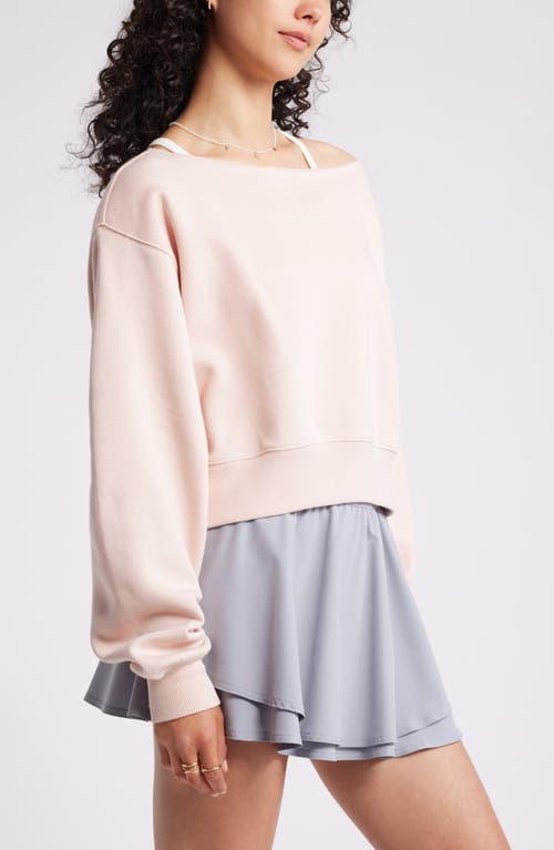 Bp. Fleece Detail Off The Shoulder Sweatshirt In Neutral